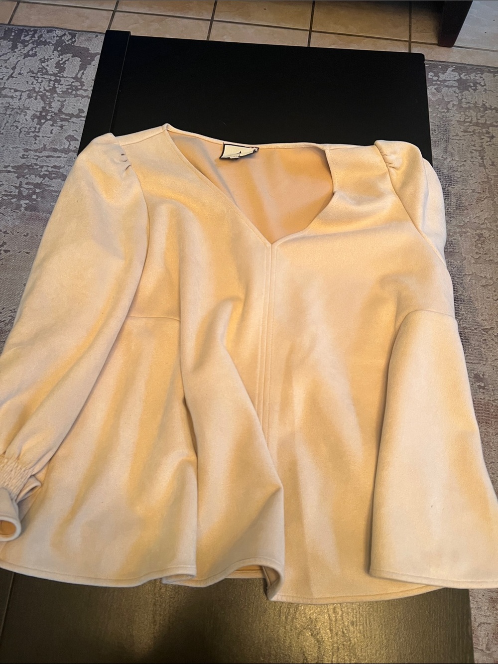 Tuckernuck Cream Peplum V-Neck Blouse